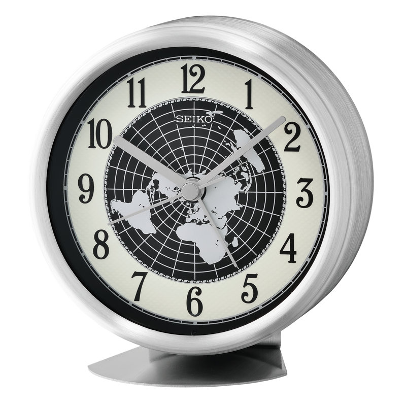 QXE067SLH Traditional Desk Table Clock, Silver-Tone, Silver