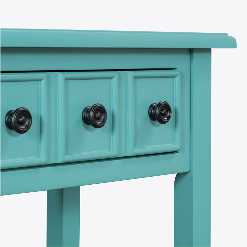 Table console 38,2 po Calila avec 2 tiroirs pour les entrées, les salons et les couloirs, Sarcelle