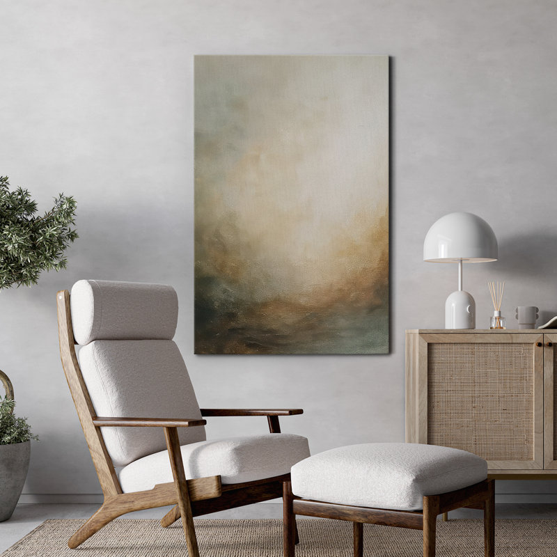 Impression sur toile abstraite neutre sur toile pour décoration de salon, Sans cadre, Toile tendue, H 48 po x l 32 po