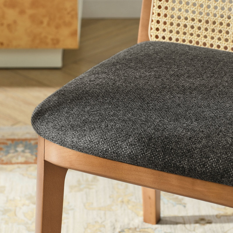 Chaise d'appoint en bois et rotin Monarch, Gris / Bois naturel