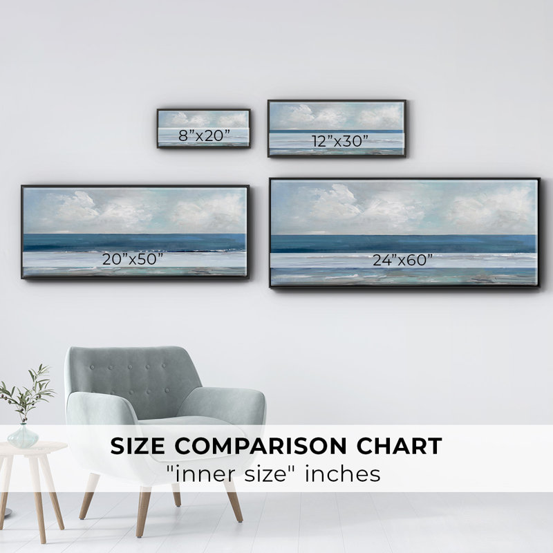 Blue Seas- Framed Canvas, 24" H x 60" W