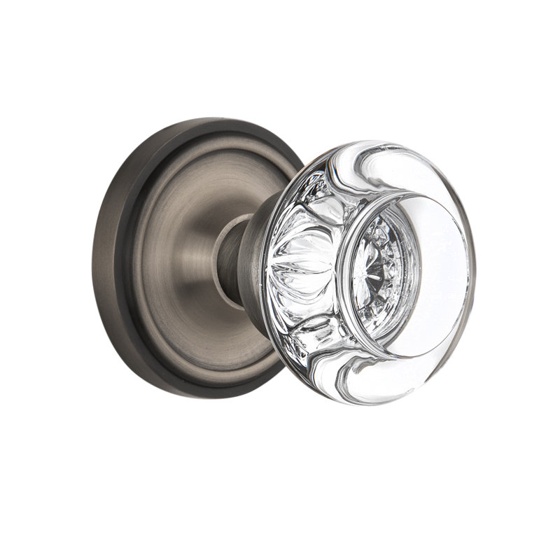 Crystal Round Interior Mortise Door Knob with Classic Rosette Nostalgic Warehouse 