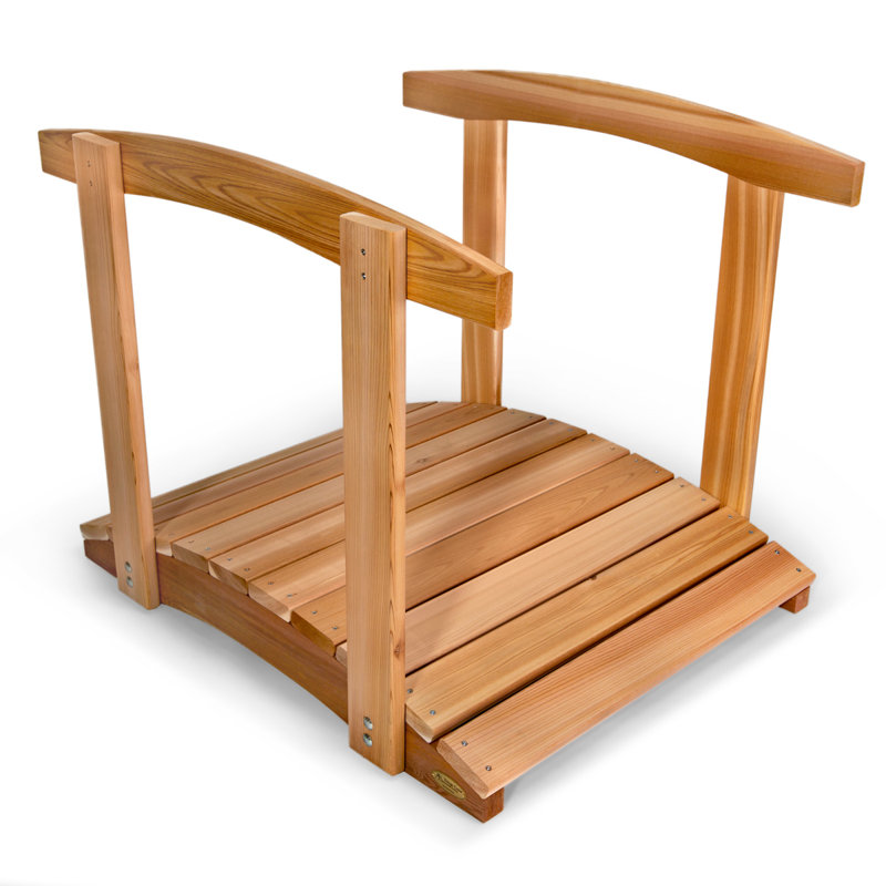 4-Ft Cedar Garden Bridge with Side Rails