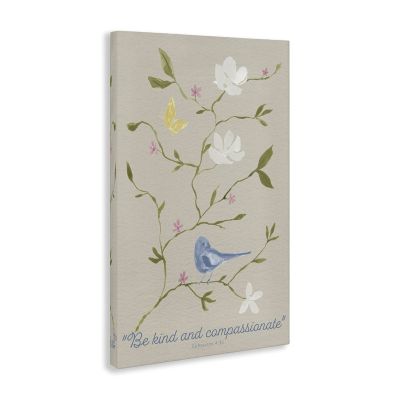 Floral Be Kind & Compassionate Canvas, design par Lucille Price, H 24 po x l 16 po