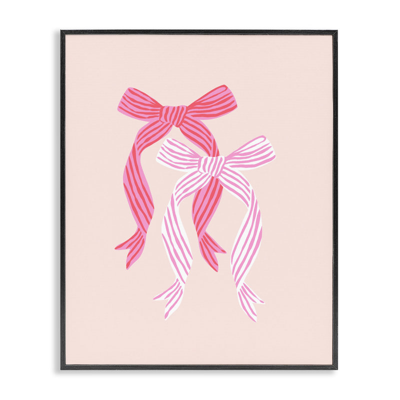Giclée sur toile rose à rayures, conception de Krissy Mast, H 14 po x l 11 po, Giclée encadrée noir minuit