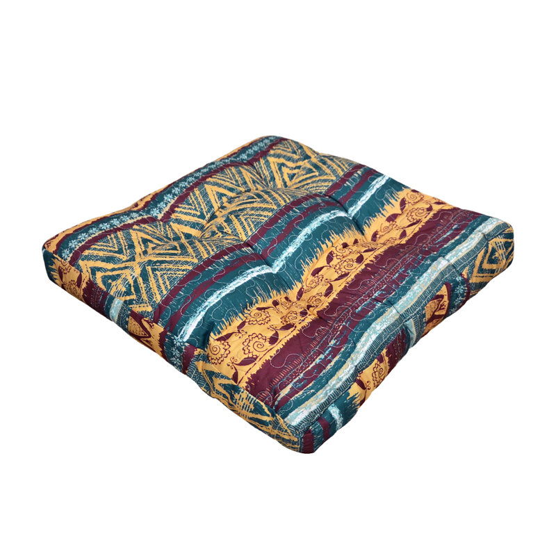 Quilted Reversible Indoor Chair Pad Cushion, Single, Teal Southwest