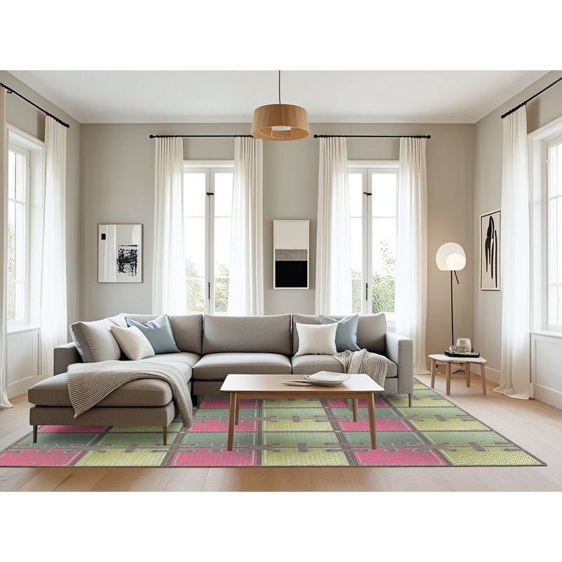 Tapis noir/gris à motifs, Rectangle 8 pi x 12 pi