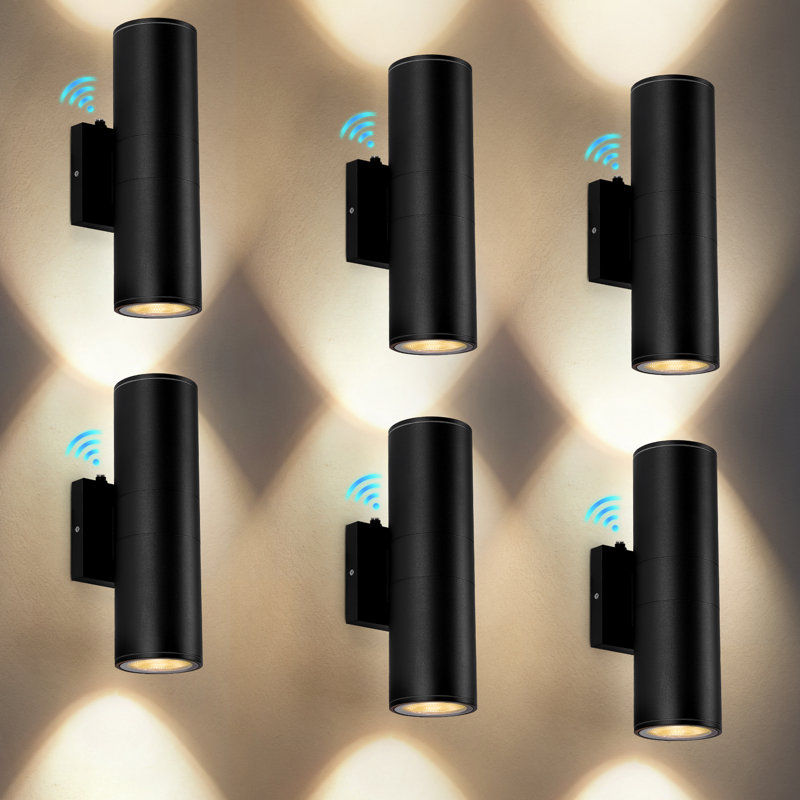 Paquet de 6 appliques murales étanches IP65 avec aluminium, Noir mat, Ensemble de 6