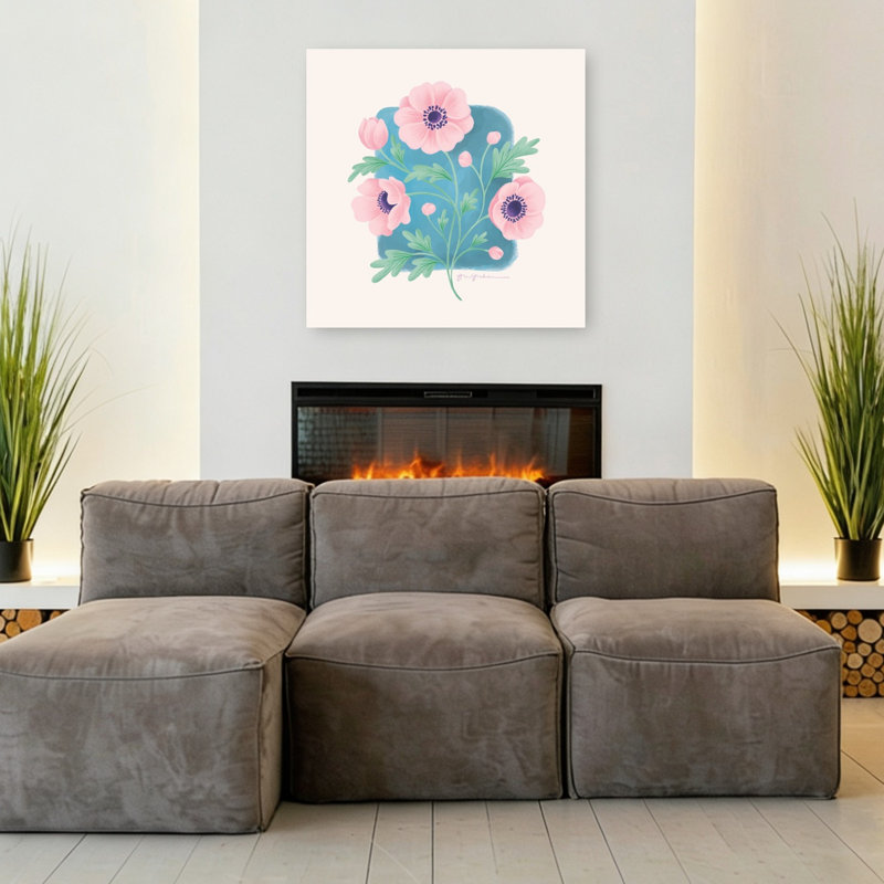 «Spring Blooms I Abstract Contemporary Flower Landscape», reproduction d'art mural, H 36 po x l 36 po