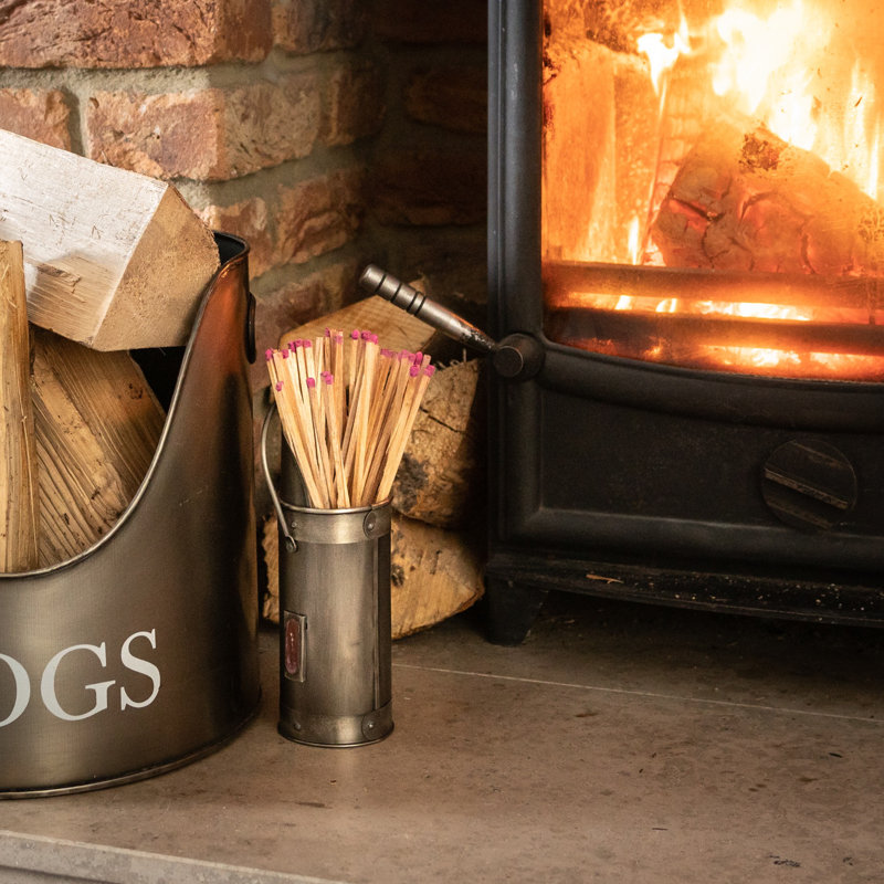 Emiliya Wood Log Carrier, Silver