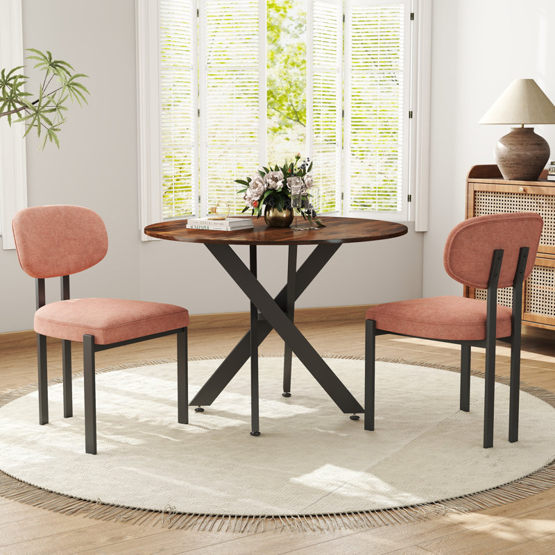Ensemble repas rond à piédestal, 3, Brun, Orange