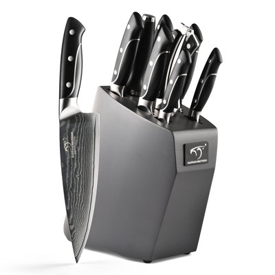 Nanfang Brothers Damascus Steel Knife Block Set