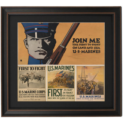 Framed U.S. Marine Corps WWI Recruiting Poster Ensemble