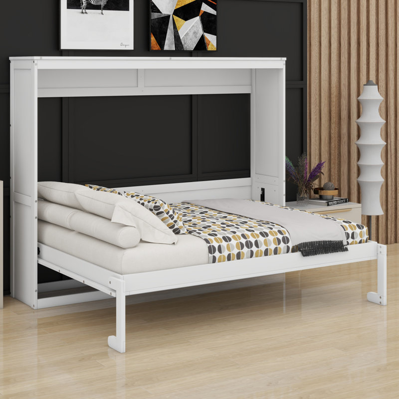 Lit mural multifonctionnel, lit pliable, Lit double, Blanc