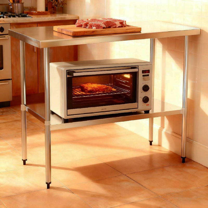 Table de travail commerciale en acier inoxydable de calibre 18 18 po x 24 po, H 35,32 po x L 17,92 po x l 23,92 po