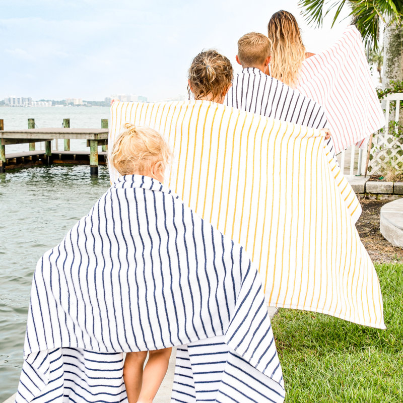 Carley 100% Cotton Cabana Beach Towel, Yellow