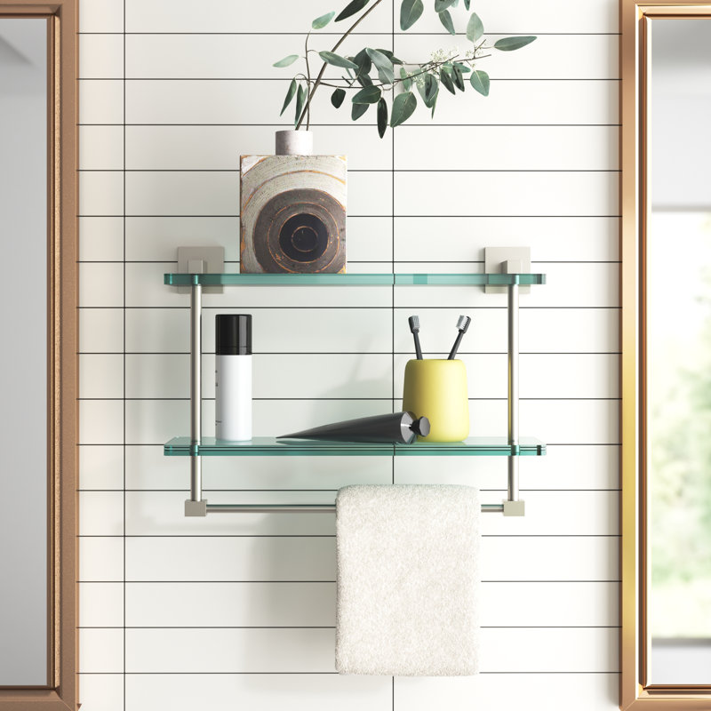 Haranu 2 Piece Tiered Shelf with Towel Bar, Golden Yellow, 11.7" H x 16" W x 5.7" D