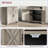 Sideboard Farmhouse Gray Wash Buffet Cabinet with Barn Doors, Drawer &amp; Adjustable Shelf | MDF | Particleboard-1047498581