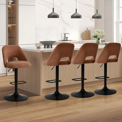 Set of 4 Swivel 24"-32" Upholstered Footrests Adjustable Height Bar Stool