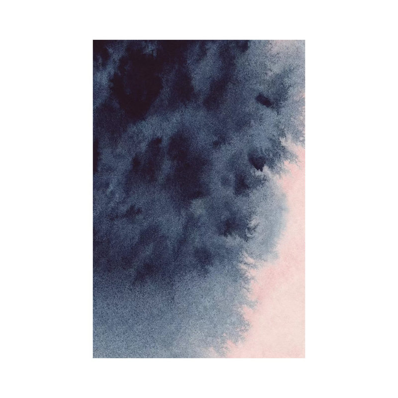 Navy & Blush Watercolour - Wrapped Canvas Print, 30.48 cm H x 45.72 cm W