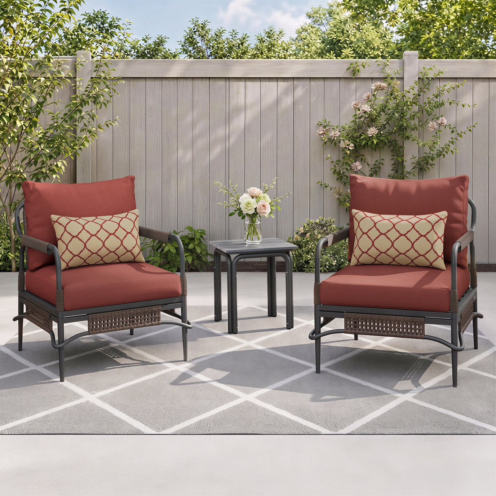 Hope 2 - Person Patio Seating Group, Dark Gray Frame/Canvas Henna Sunbrella Cushion