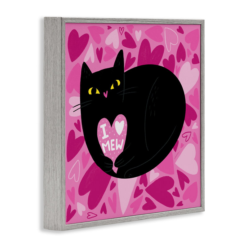 «I Love Mew Black», art de la giclée encadrée par Leeza Hernandez, H 12 po x l 12 po, Estampe numérique Farmhouse