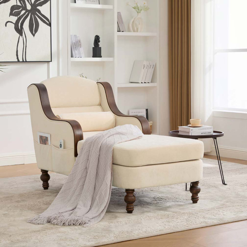 Chaise longue surdimensionnée en chenille, Beige