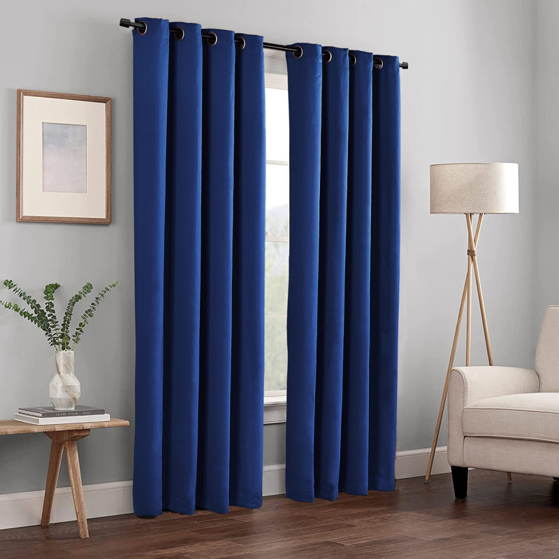 Panneau de rideau occultant uni, Bleu foncé, l 54" x L 84"
