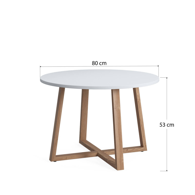 Loom Round Coffee Table, Center Tea Table with Wood Leg, Nordic Design Cocktail Table, 43cm H x 80cm W x 80cm D