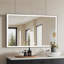 Miroir de salle de bain à DEL, 48 x 32, fixé au mur (horizontal / suspendu), luminosité réglable en trois couleurs, antibuée, avec verre haute définition, résistant aux chutes