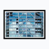 Graphic Building Scape With Terraces In Blue Print by Tim Klein