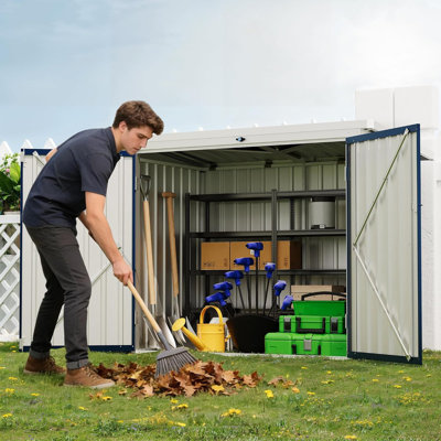 Armoire à poubelle en acier galvanisé verrouillable de 40 pieds cubes avec toit incliné pour cour, patio