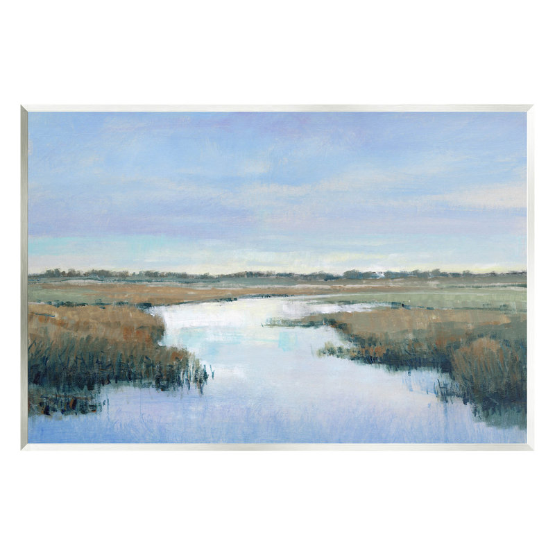 Art mural sur une rivière, paysage de marais en campagne, par Tim Otoole, H 13 po x l 19 po x P 0,5 po