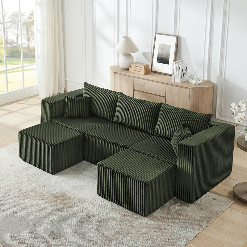 Canapé modulaire modulaire en velours côtelé compressé, Vert