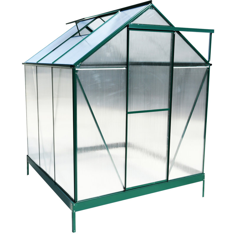 6.3'*6.2'*7' Polycarbonate Greenhouse, Green, 8' H x 6.3' W x 6.2' D