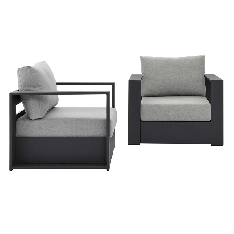 2 Piece Seating Group with Cushions, Grey, Grey