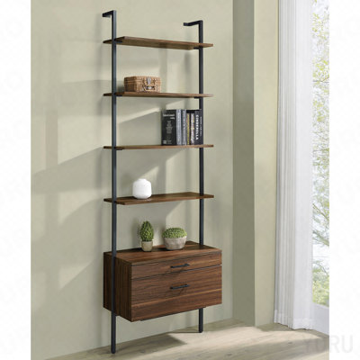 4-Shelf Storage Bookshelf, Wood for Living Room - Walnut