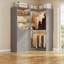 Armoire de rangement d'angle pour garde-manger de coin avec 4 tiroirs, tablettes ouvertes et tringles de suspension, système d'organisation de nourriture modulaire 2 pièces-129191602
