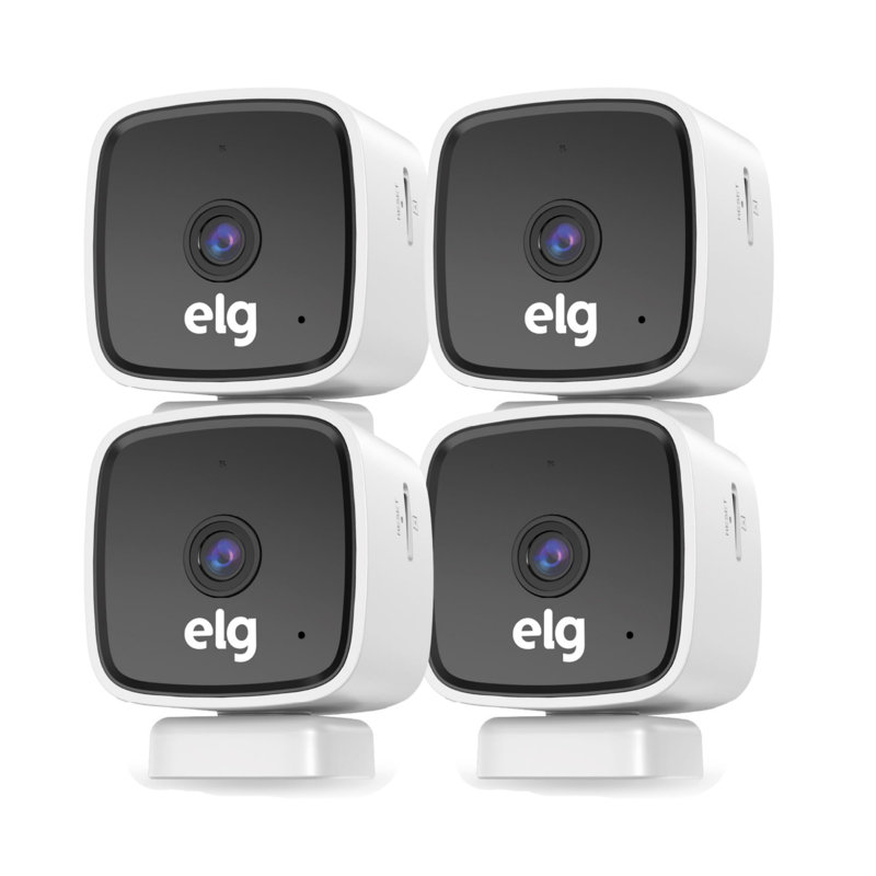 Caméra d'intérieur ELG intelligente avec sécurité HD Wi-Fi 1 080 P avec bouton de détection de mouvement et vision nocturne (quatre unités)