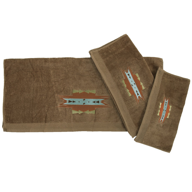 Ensemble de serviettes brodées 3 pièces, Moka