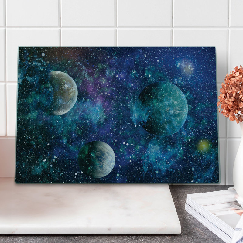 Ambesonne Astral Cutting Board Large Size Universe Concept Multicolor