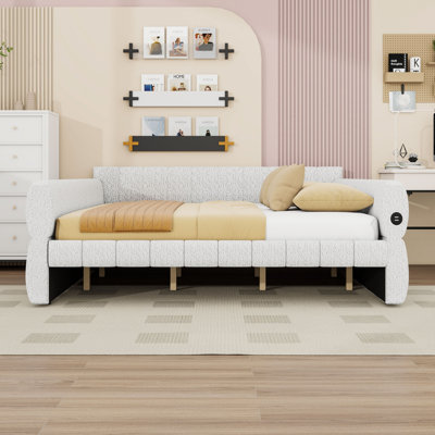 Upholstered Daybed Frame with USB Ports