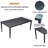 7-Piece Outdoor Patio Aluminum Furniture, Modern Dining Set, including 4 Dining Chairs & 2 Swivel Rockers Sunbrella Fabric Cushioned and Rectangle Dining Table with Umbrella Hole, Ember Black
