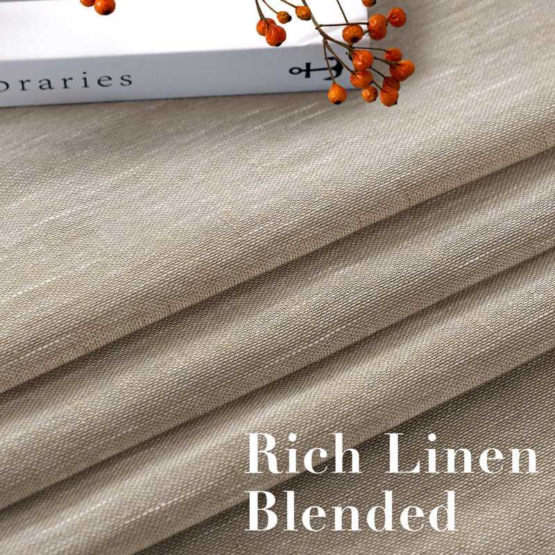 Linen Blended Textured Semi-Sheer Grommet Curtains - 37"/52" Widths Semi-Private & Light-Filtering Linen-Style Panels for Bedroom 