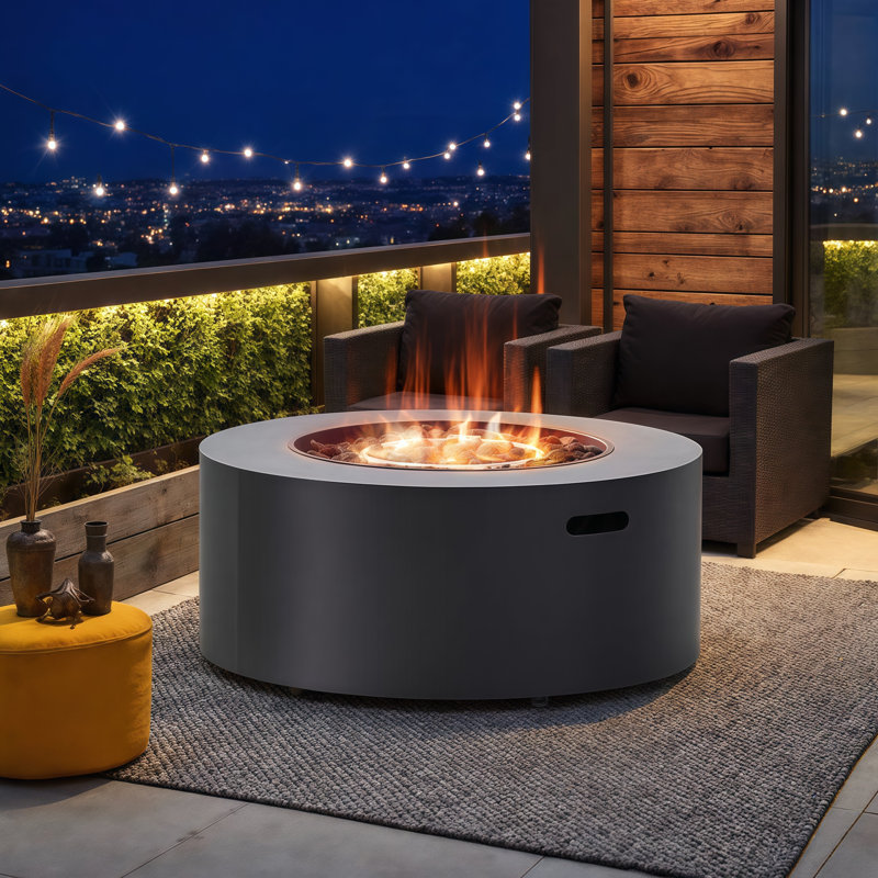 32" Round Propane Fire Pit - 40,000 BTU Smokeless Outdoor Heater, Iron Frame & Instant Ignition for Patio Gatherings