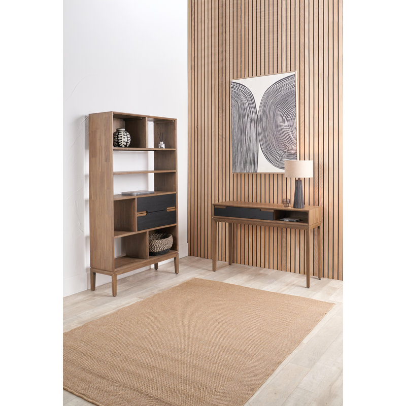 Takierra 120cm Solid Wood Top Console Table, Natural/Black
