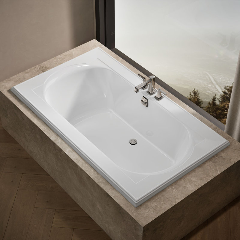 Memoirs 72" x 42" Drop In Soaking Acrylic Bathtub, White