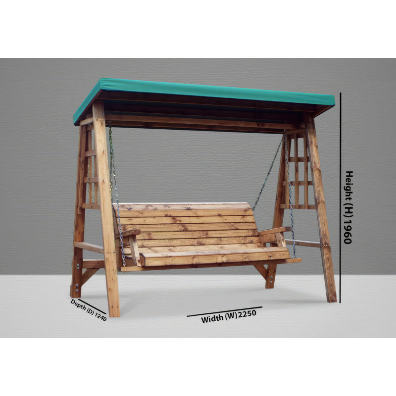 Galloway Porch Swing with Canopy, Green, 196 H x 225 W x 124cm D