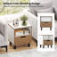 Ensemble de 2 tables de chevet de rangement à 3 niveaux avec plateau de rangement en bois blanc crème