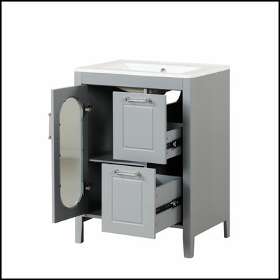 Meuble-lavabo 24 po avec lavabo, deux tiroirs, porte et tablette réglable pour salle de bain moderne